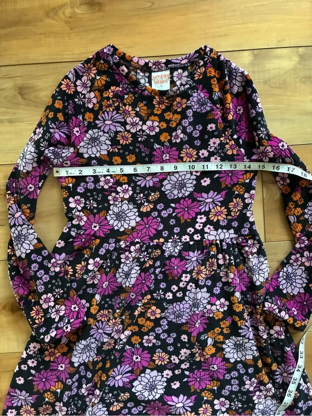 jumping beans Purple & Black Floral Long-Sleeve Dress